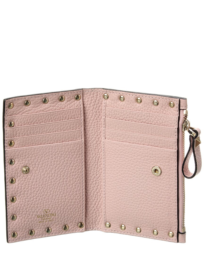 Valentino Valentino Rockstud Grainy Leather Card Case
