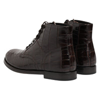 Dolce & Gabbana Dolce & Gabbana Dark Brown Leather Lace Up Short Boots Men's Shoes