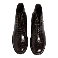 Dolce & Gabbana Dolce & Gabbana Dark Brown Leather Lace Up Short Boots Men's Shoes