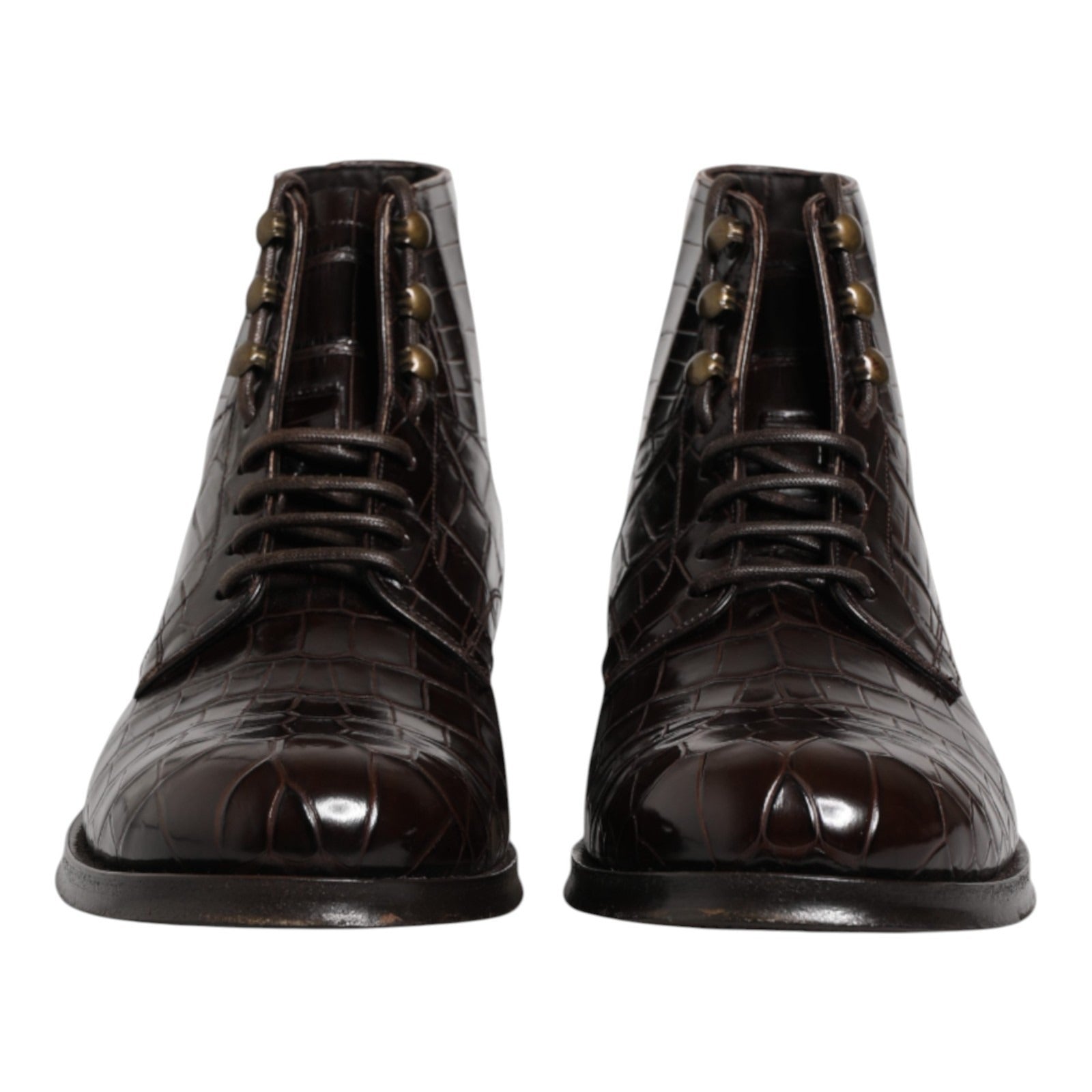 Dolce & Gabbana Dolce & Gabbana Dark Brown Leather Lace Up Short Boots Men's Shoes