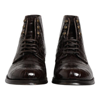 Dolce & Gabbana Dolce & Gabbana Dark Brown Leather Lace Up Short Boots Men's Shoes