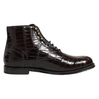 Dolce & Gabbana Dolce & Gabbana Dark Brown Leather Lace Up Short Boots Men's Shoes