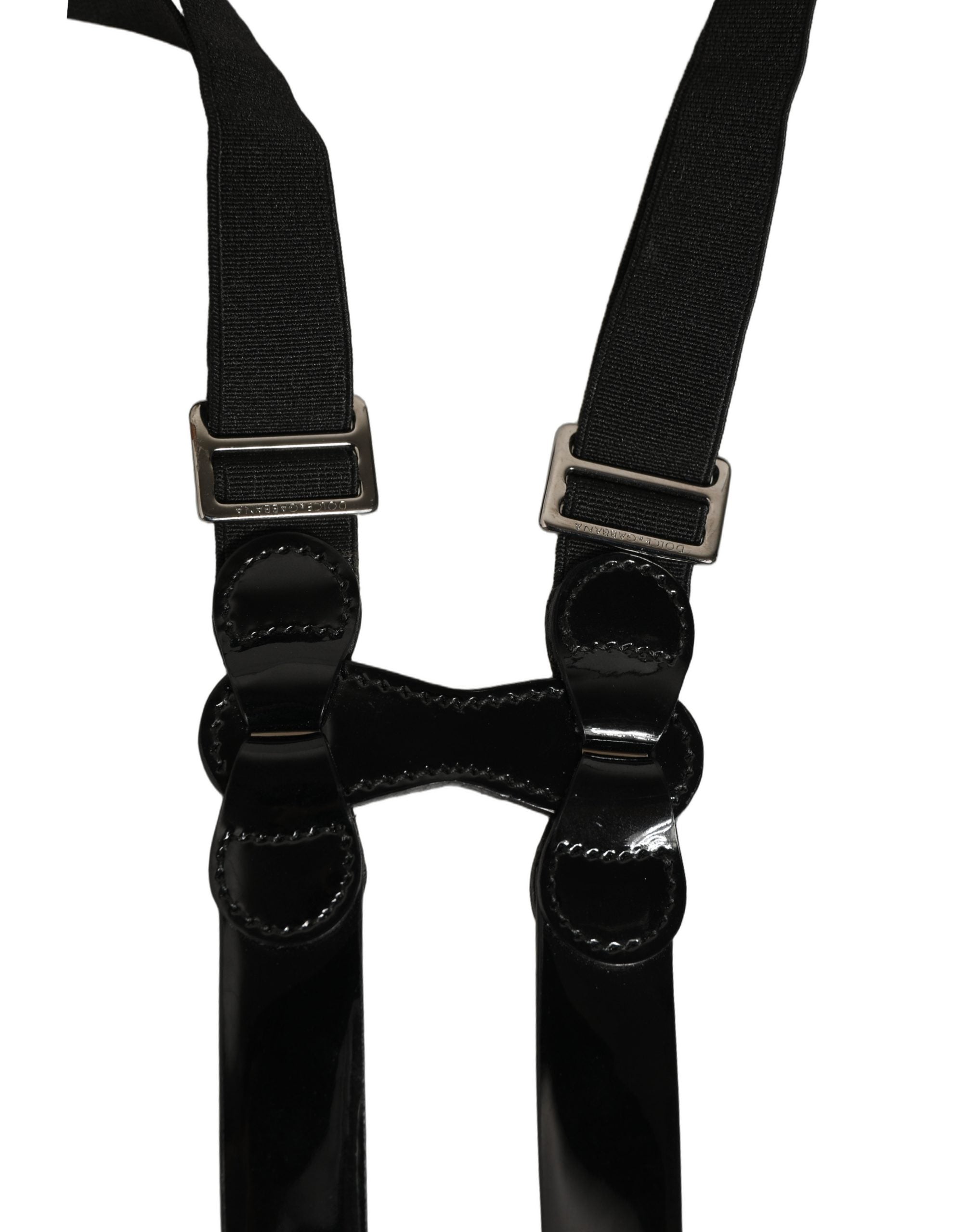 Dolce & Gabbana Dolce & Gabbana Black Adjustable Silver Metal Clips Men's Suspenders