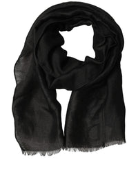 Dolce & Gabbana Dolce & Gabbana Black DG Logo Fringed Edge Lace Stole Men's Scarf