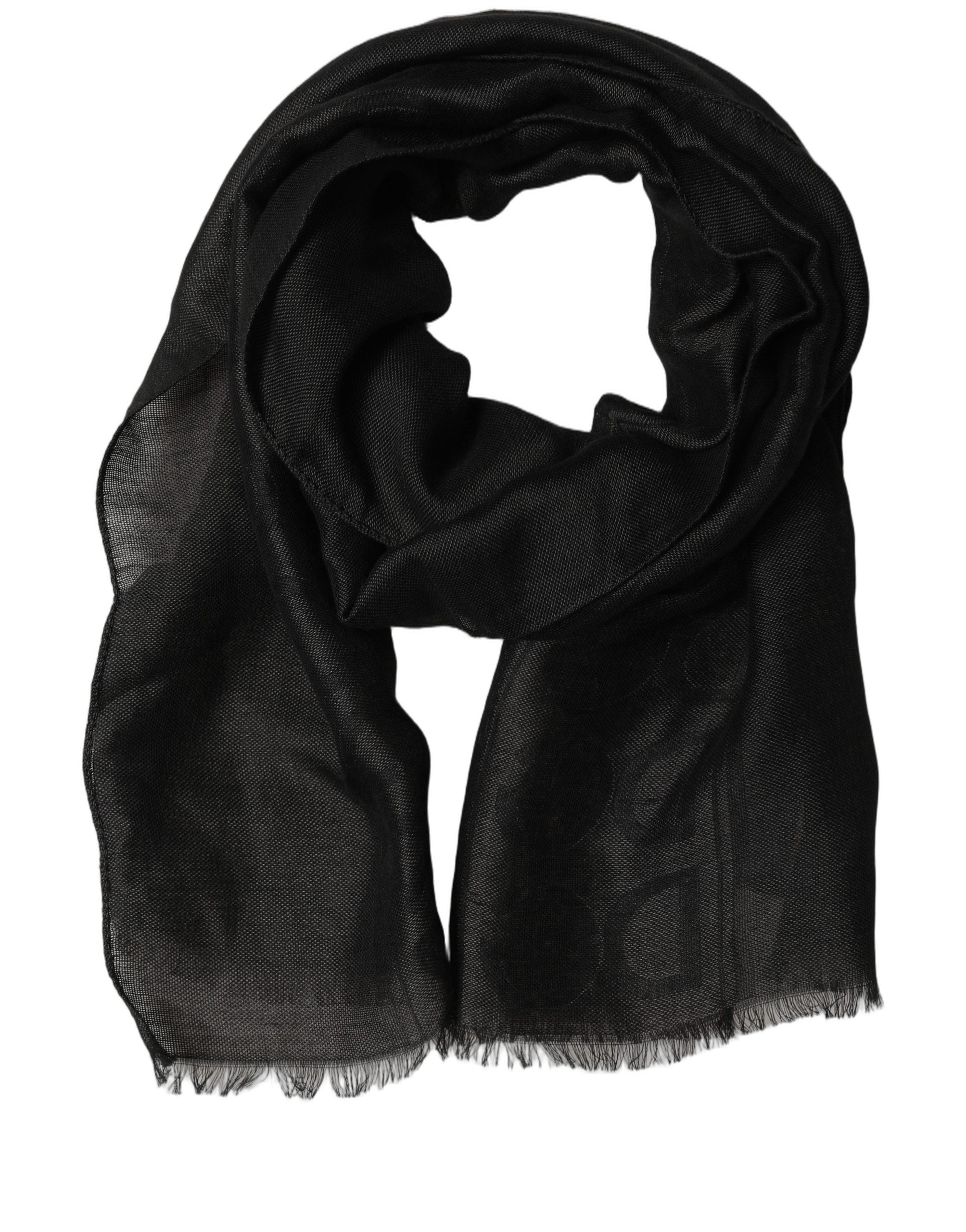 Dolce & Gabbana Dolce & Gabbana Black DG Logo Fringed Edge Lace Stole Men's Scarf