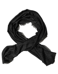 Dolce & Gabbana Dolce & Gabbana Men Black Viscose Polka Dot Fringe Shawl Lace Men's Stole