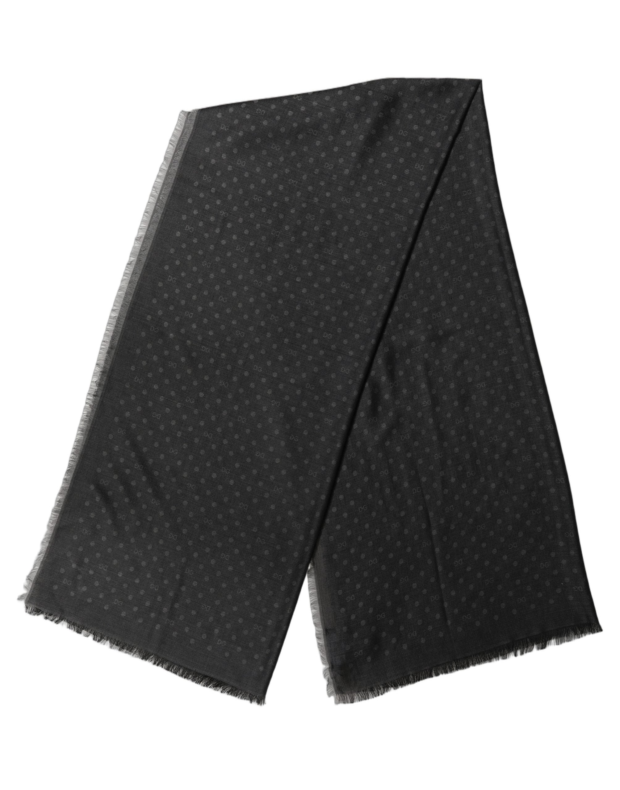 Dolce & Gabbana Dolce & Gabbana Men Black Viscose Polka Dot Fringe Shawl Lace Men's Stole