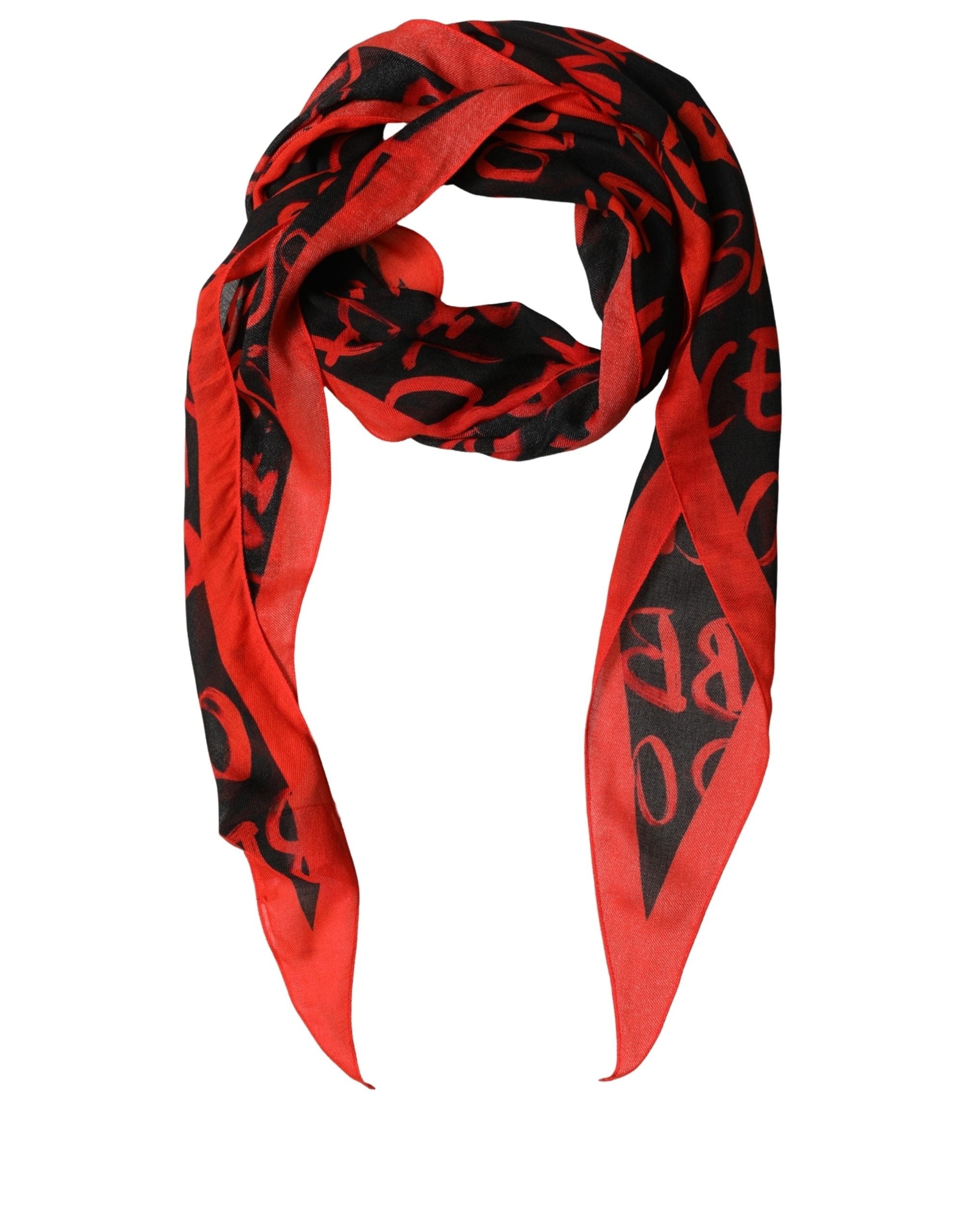 Dolce & Gabbana Dolce & Gabbana Men Red Black Graffiti Logo Lace Stole Men's Scarf