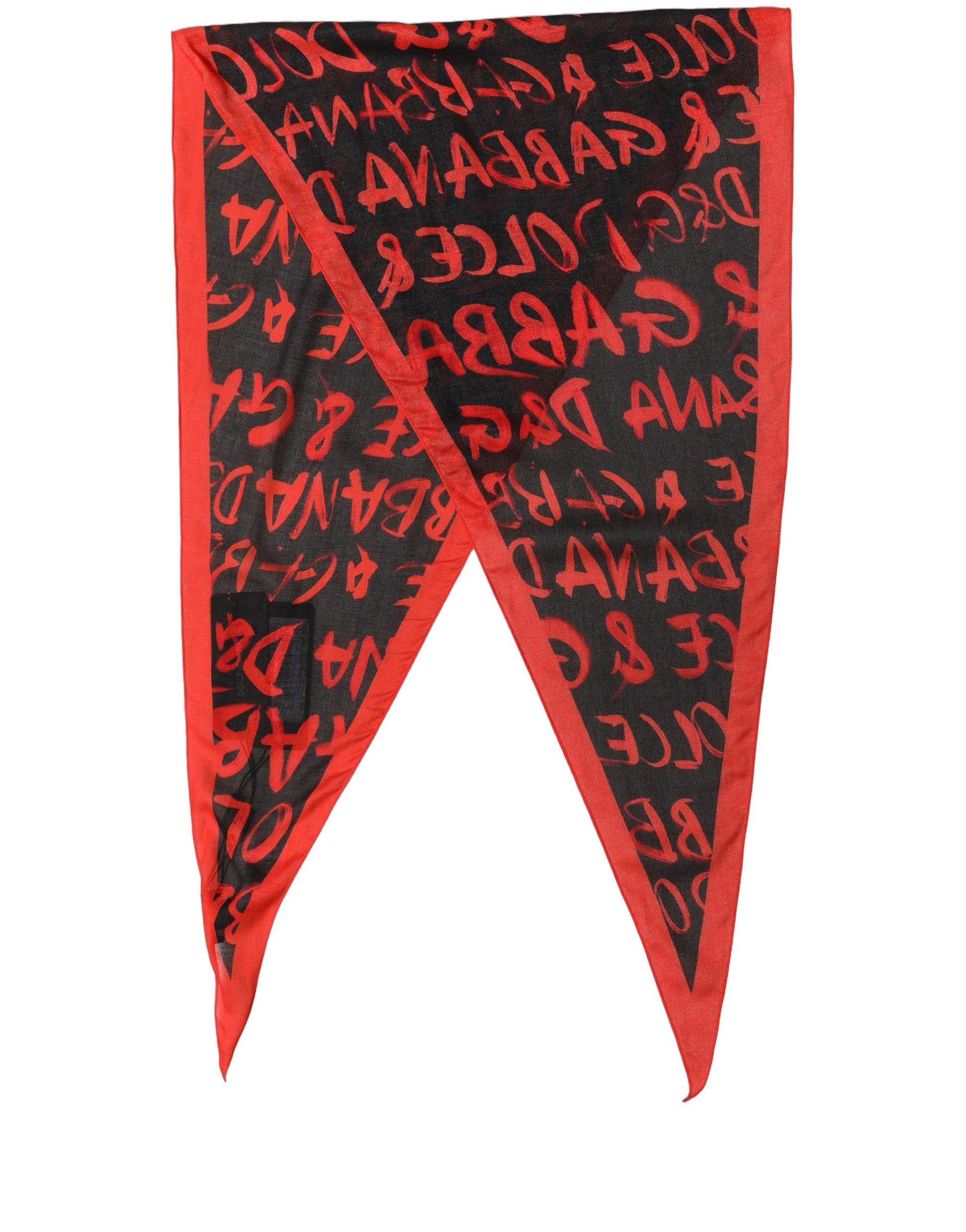Dolce & Gabbana Dolce & Gabbana Men Red Black Graffiti Logo Lace Stole Men's Scarf