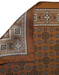 Dolce & Gabbana Dolce & Gabbana Brown Geometric Pocket Square Foulard Men's Scarf