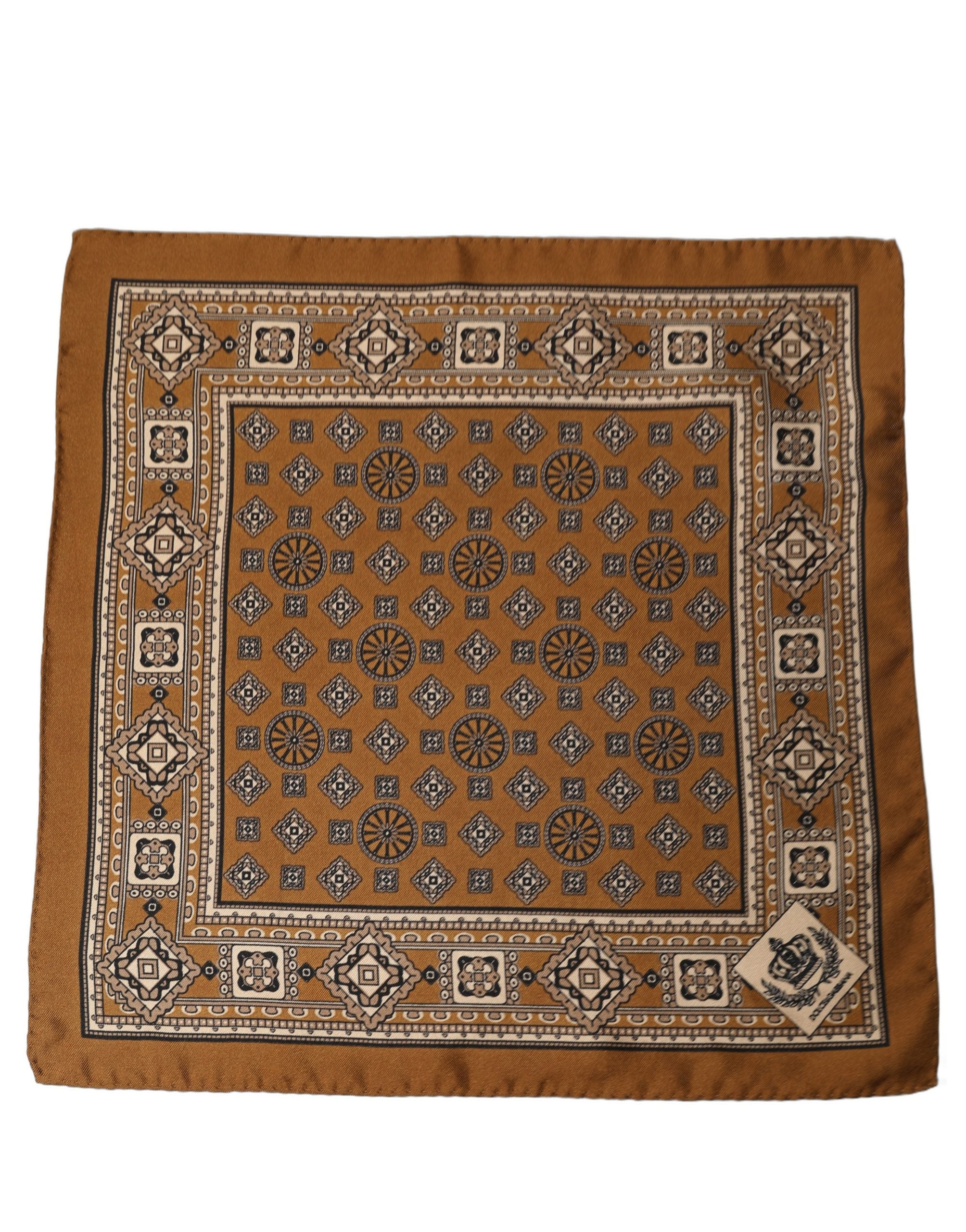 Dolce & Gabbana Dolce & Gabbana Brown Geometric Pocket Square Foulard Men's Scarf