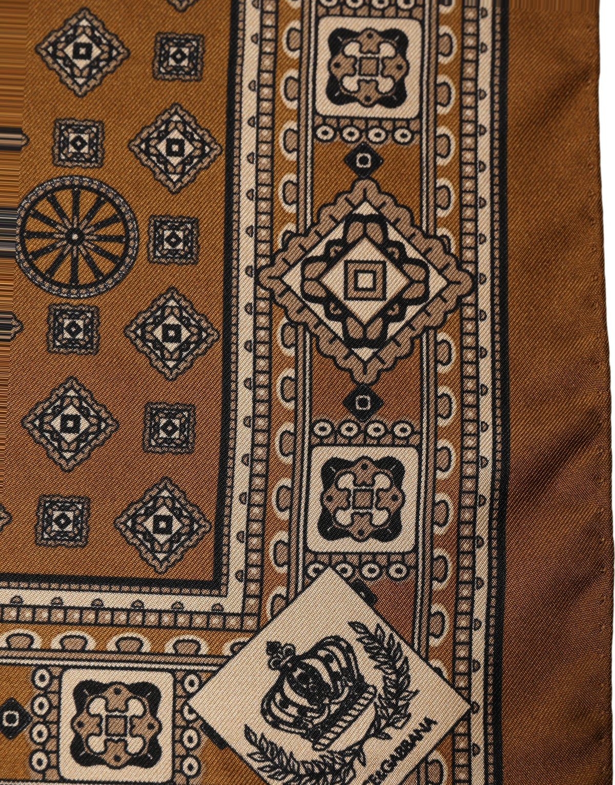 Dolce & Gabbana Dolce & Gabbana Brown Geometric Pocket Square Foulard Men's Scarf