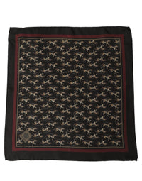 Dolce & Gabbana Dolce & Gabbana Black Horse Silk Pocket Square Foulard Men's Scarf
