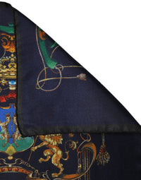 Dolce & Gabbana Dolce & Gabbana Navy Blue Heraldic Silk Square Foulard Men's Scarf