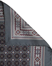 Dolce & Gabbana Dolce & Gabbana Gray Geometric Pocket Square Foulard Men's Scarf