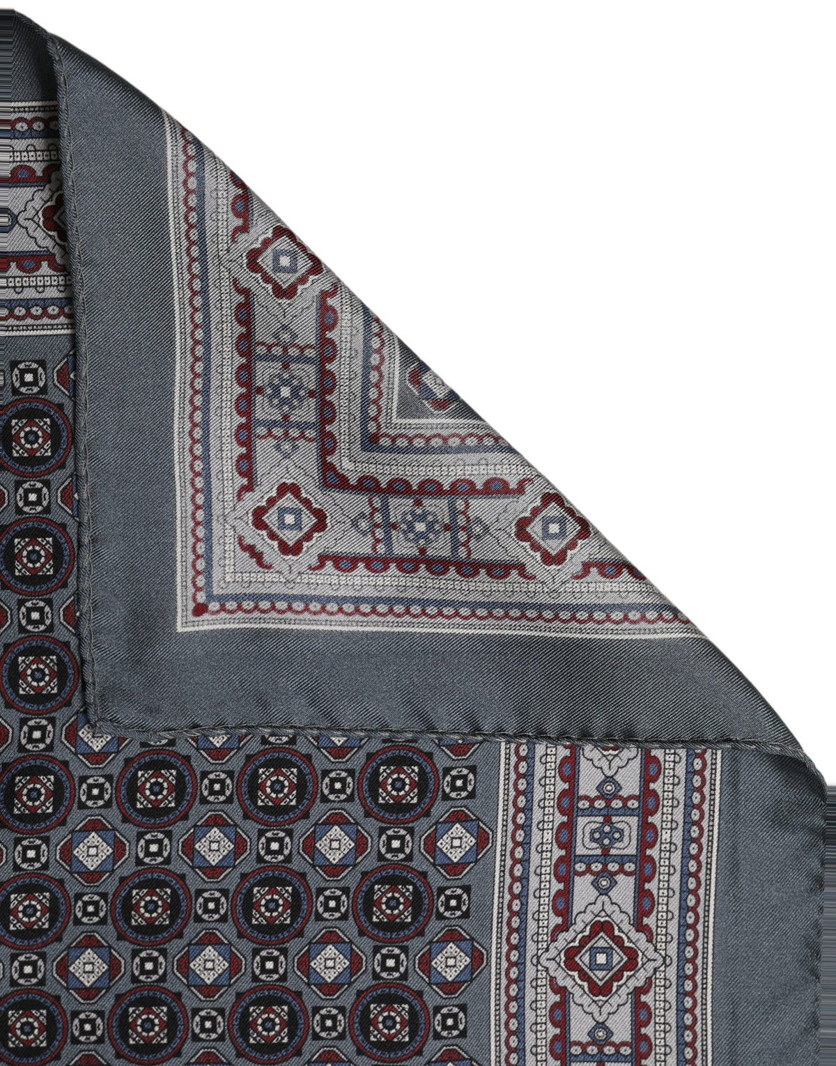 Dolce & Gabbana Dolce & Gabbana Gray Geometric Pocket Square Foulard Men's Scarf