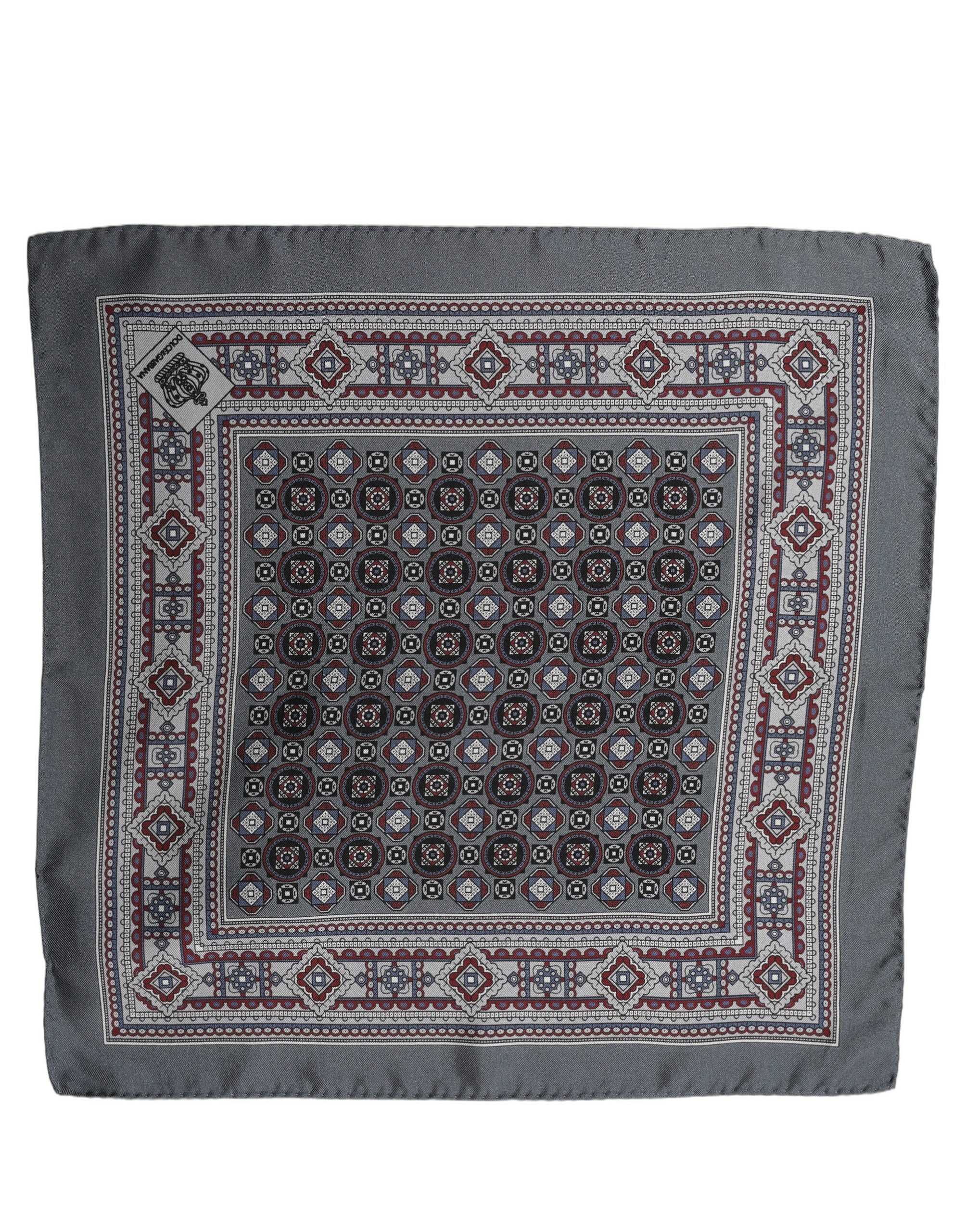 Dolce & Gabbana Dolce & Gabbana Gray Geometric Pocket Square Foulard Men's Scarf