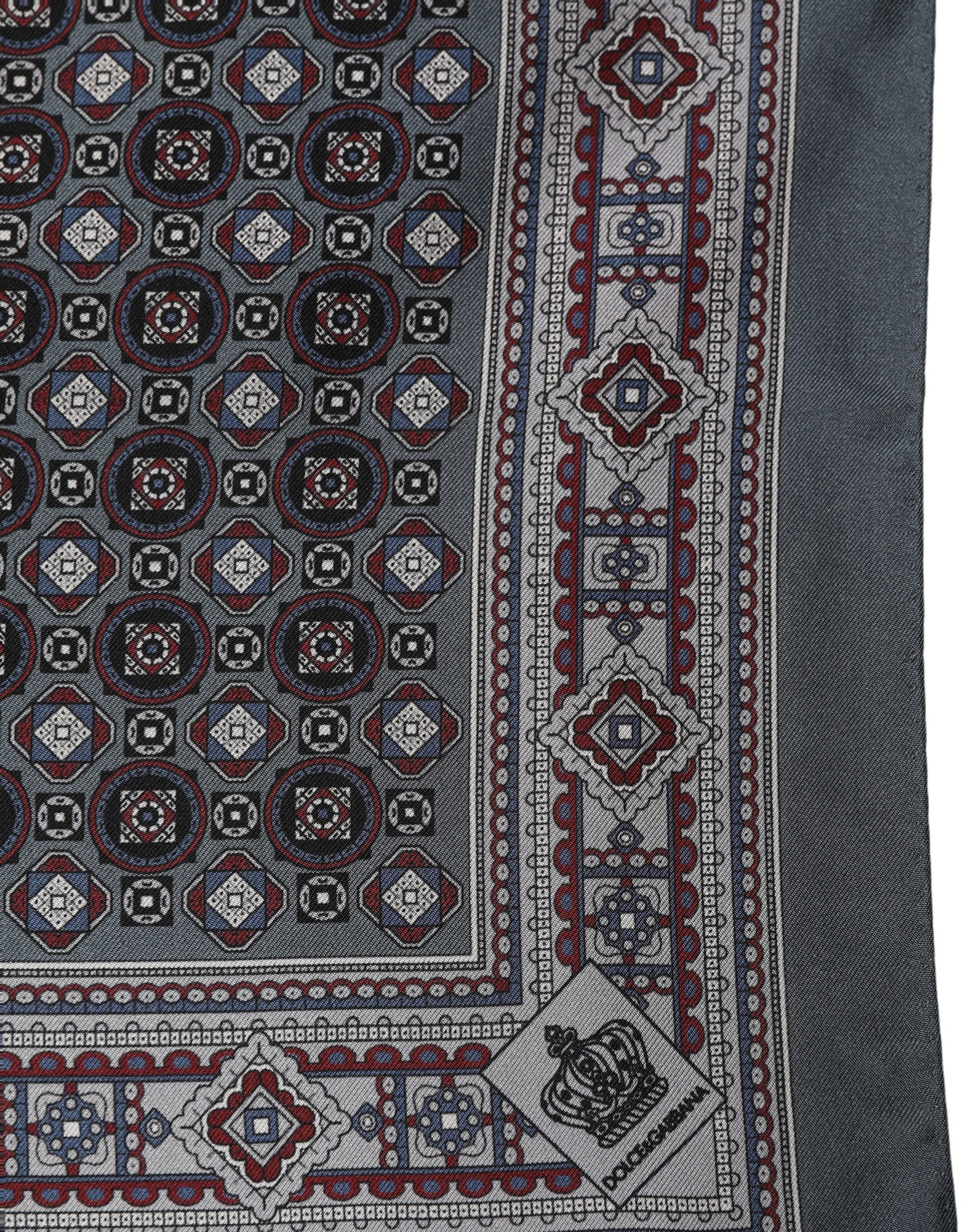 Dolce & Gabbana Dolce & Gabbana Gray Geometric Pocket Square Foulard Men's Scarf