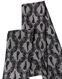 Dolce & Gabbana Dolce & Gabbana Gray Baroque Silk Fringed Skinny Foulard Men's Scarf