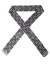 Dolce & Gabbana Dolce & Gabbana Gray Baroque Silk Fringed Skinny Foulard Men's Scarf