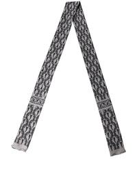 Dolce & Gabbana Dolce & Gabbana Gray Baroque Silk Fringed Skinny Foulard Men's Scarf