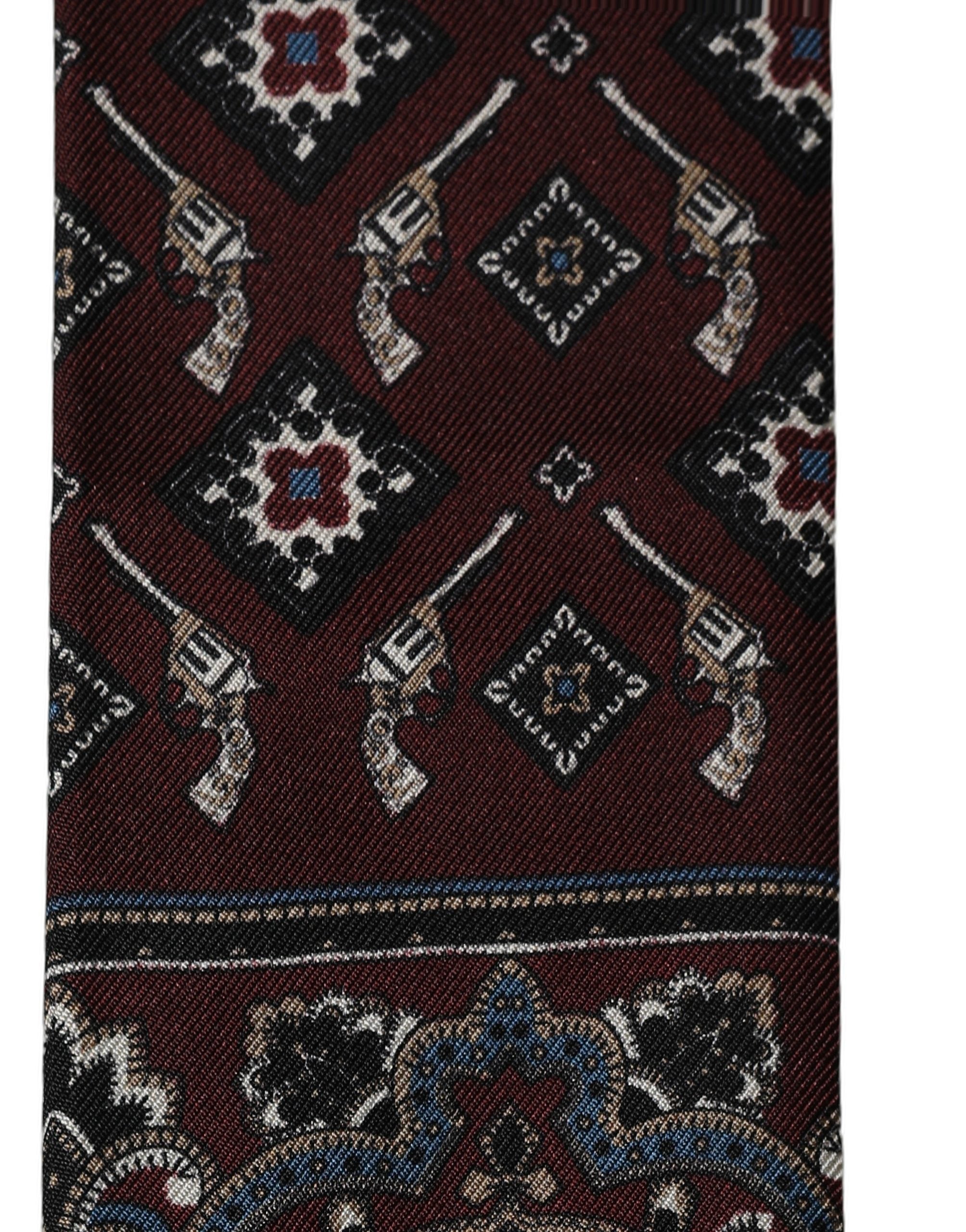Dolce & Gabbana Dolce & Gabbana Burgundy Skinny Twilly Fringed Foulard Men's Scarf