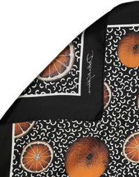 Dolce & Gabbana Dolce & Gabbana Black Silk Orange Pocket Square Foulard Men's Scarf
