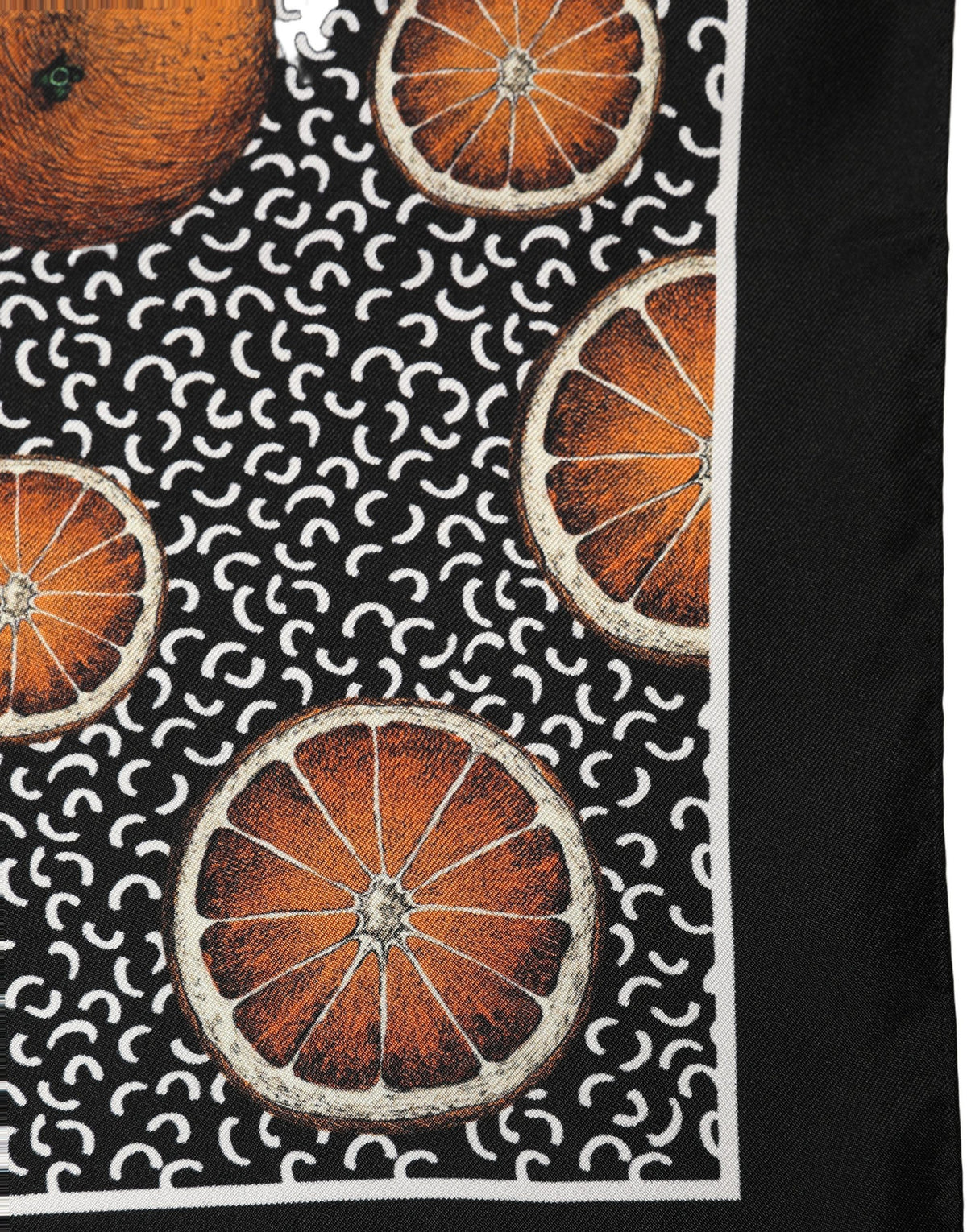 Dolce & Gabbana Dolce & Gabbana Black Silk Orange Pocket Square Foulard Men's Scarf