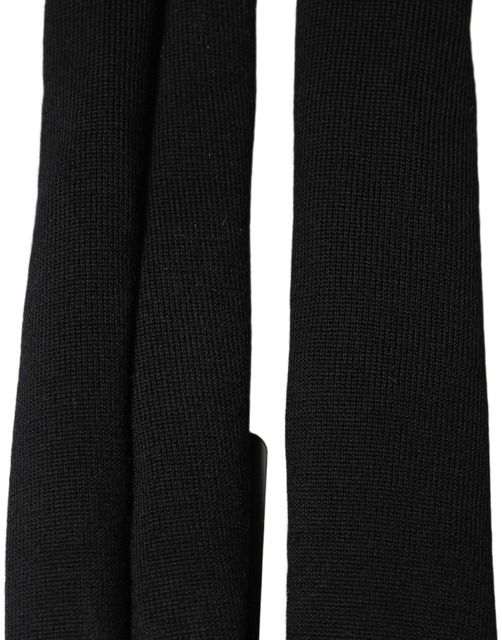 Dolce & Gabbana Dolce & Gabbana Men Black Wool Knitted Skinny Foulard Men's Scarf