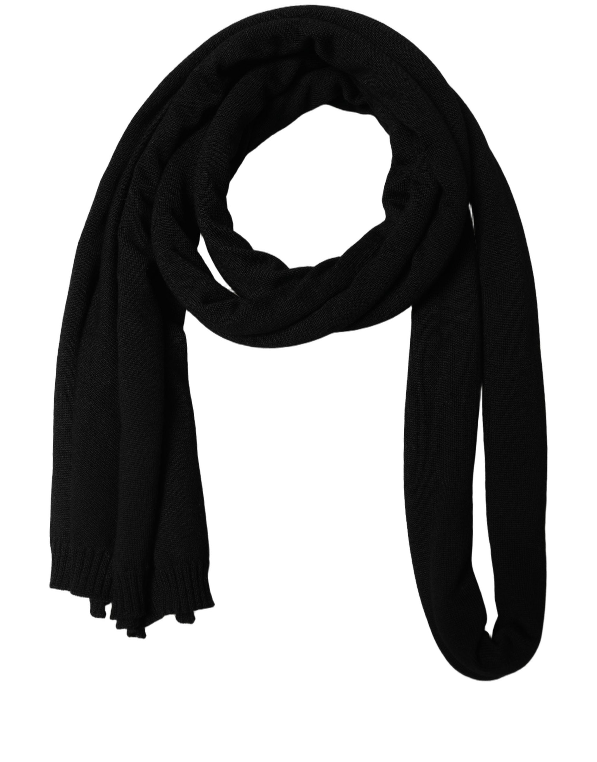 Dolce & Gabbana Dolce & Gabbana Men Black Wool Knitted Skinny Foulard Men's Scarf