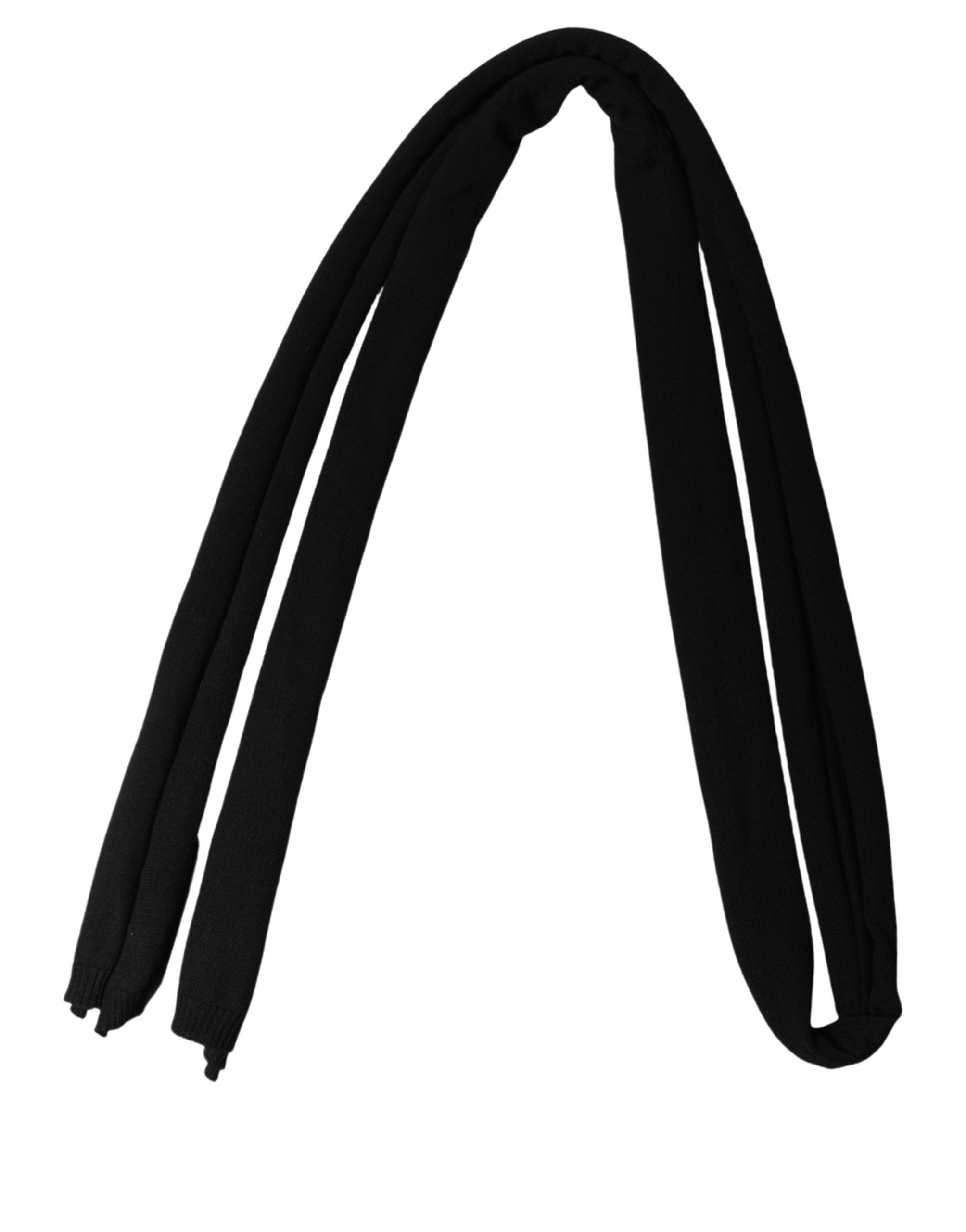 Dolce & Gabbana Dolce & Gabbana Men Black Wool Knitted Skinny Foulard Men's Scarf