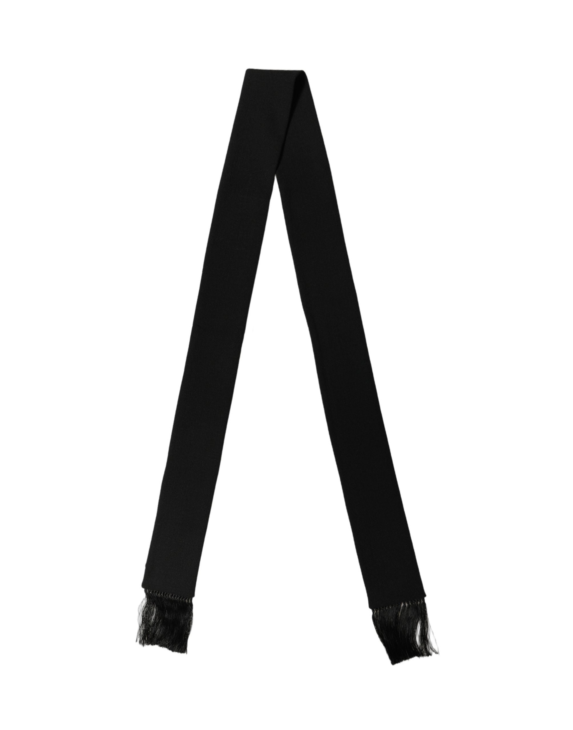 Dolce & Gabbana Dolce & Gabbana Men Black Wool Knitted Fringed Foulard Men's Scarf