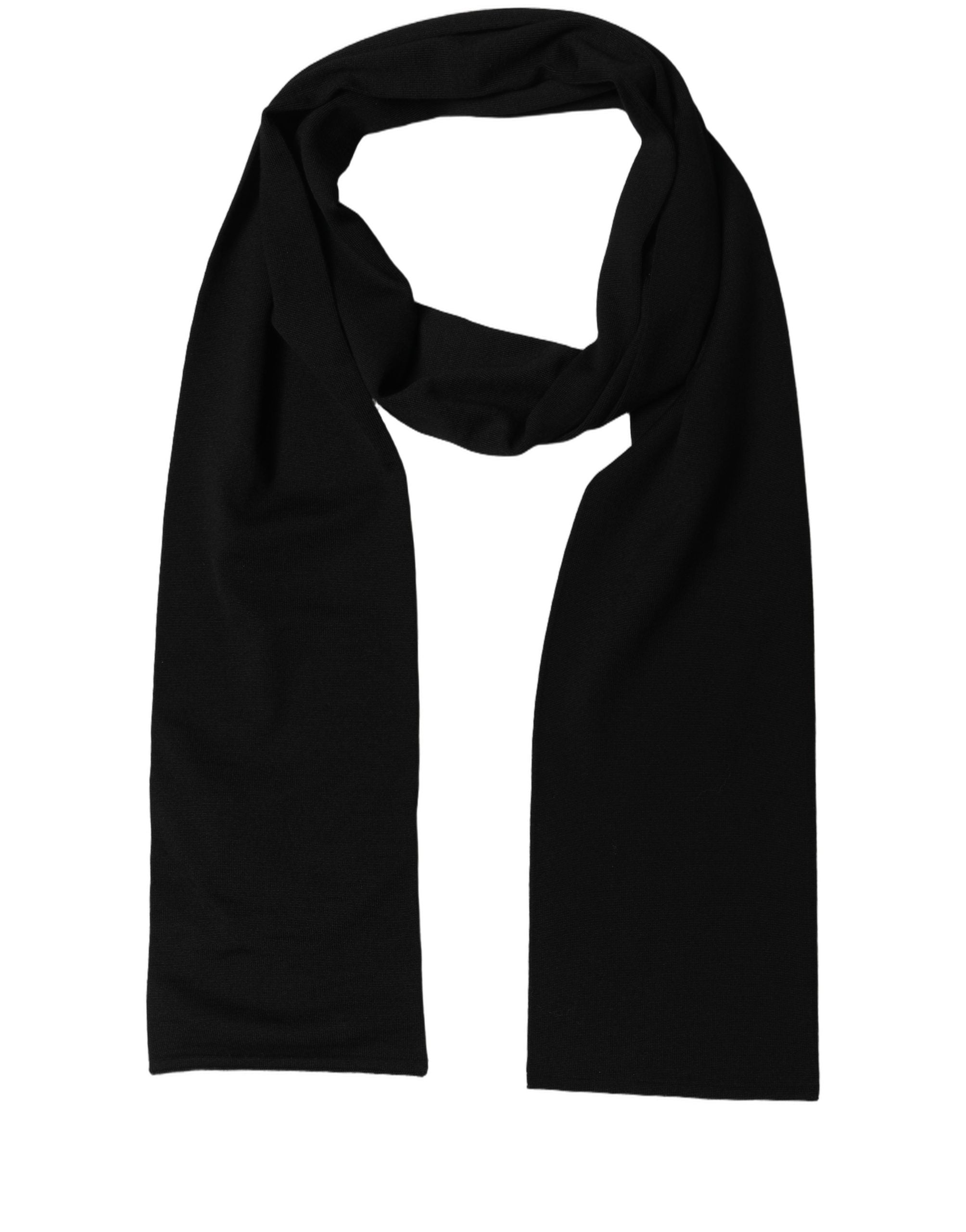 Dolce & Gabbana Dolce & Gabbana Black Wool Knitted Neck Shawl Foulard Men's Scarf