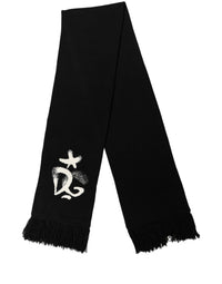 Dolce & Gabbana Dolce & Gabbana Black Cashmere Knitted Fringed Foulard Men's Scarf