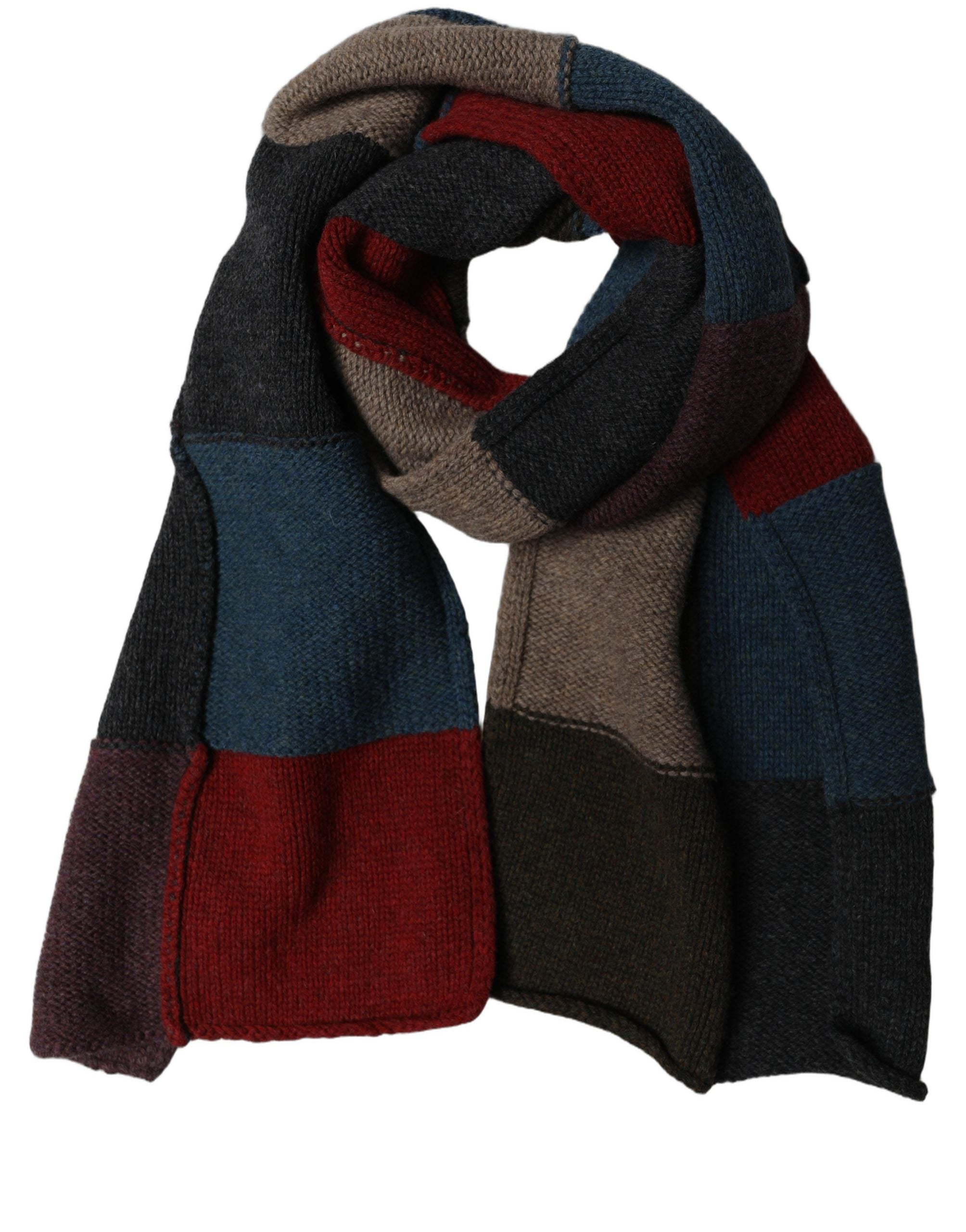 Dolce & Gabbana Dolce & Gabbana Multicolor Patchwork Knitted Foulard Men's Scarf