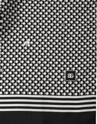 Dolce & Gabbana Dolce & Gabbana Black White Geometric Silk Neck Shawl Men's Scarf