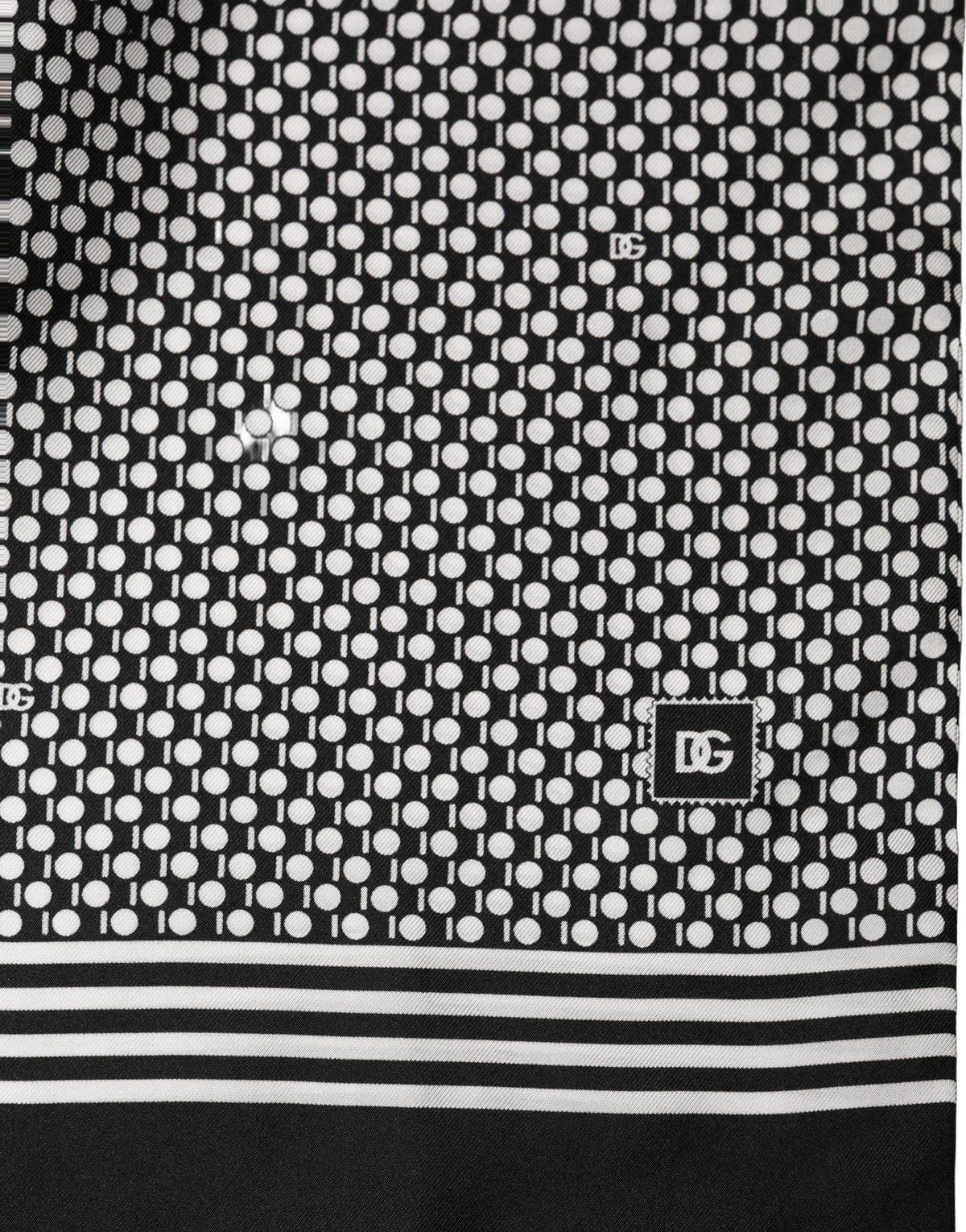 Dolce & Gabbana Dolce & Gabbana Black White Geometric Silk Neck Shawl Men's Scarf