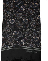 Dolce & Gabbana Dolce & Gabbana Black Silk Floral Paisley Fringed Shawl Men's Scarf