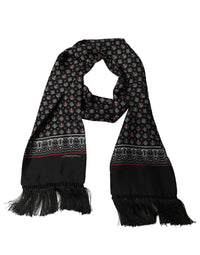 Dolce & Gabbana Dolce & Gabbana Black Silk Crown Fringed Neck Shawl Men's Scarf