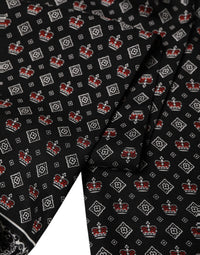 Dolce & Gabbana Dolce & Gabbana Black Silk Crown Fringed Neck Shawl Men's Scarf