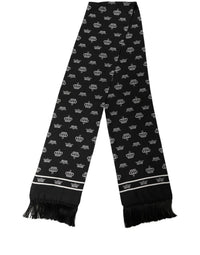 Dolce & Gabbana Dolce & Gabbana Black Silk Crown Fringed Neck Shawl Men's Scarf