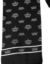 Dolce & Gabbana Dolce & Gabbana Black Silk Crown Fringed Neck Shawl Men's Scarf