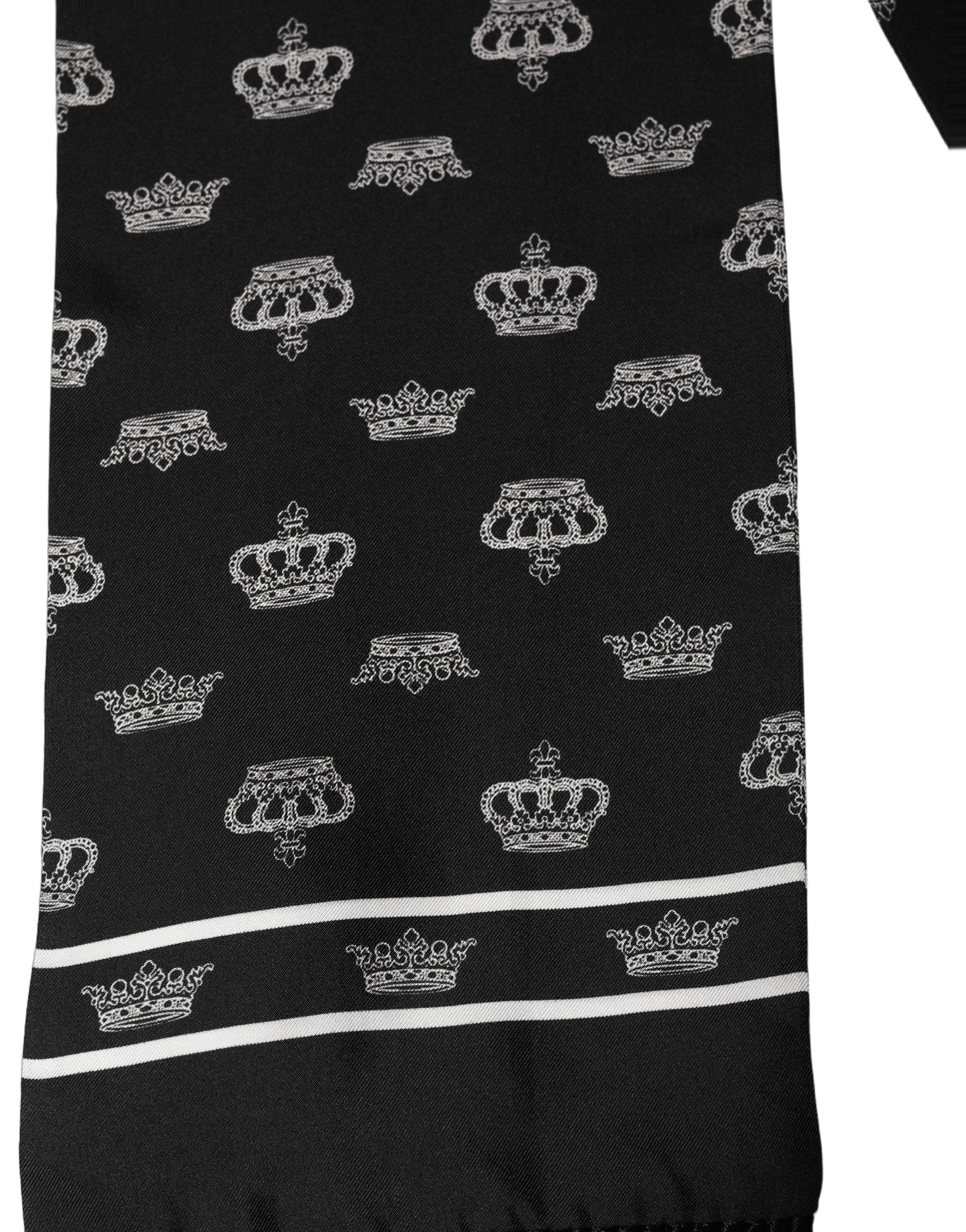Dolce & Gabbana Dolce & Gabbana Black Silk Crown Fringed Neck Shawl Men's Scarf