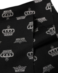 Dolce & Gabbana Dolce & Gabbana Black Silk Crown Fringed Neck Shawl Men's Scarf