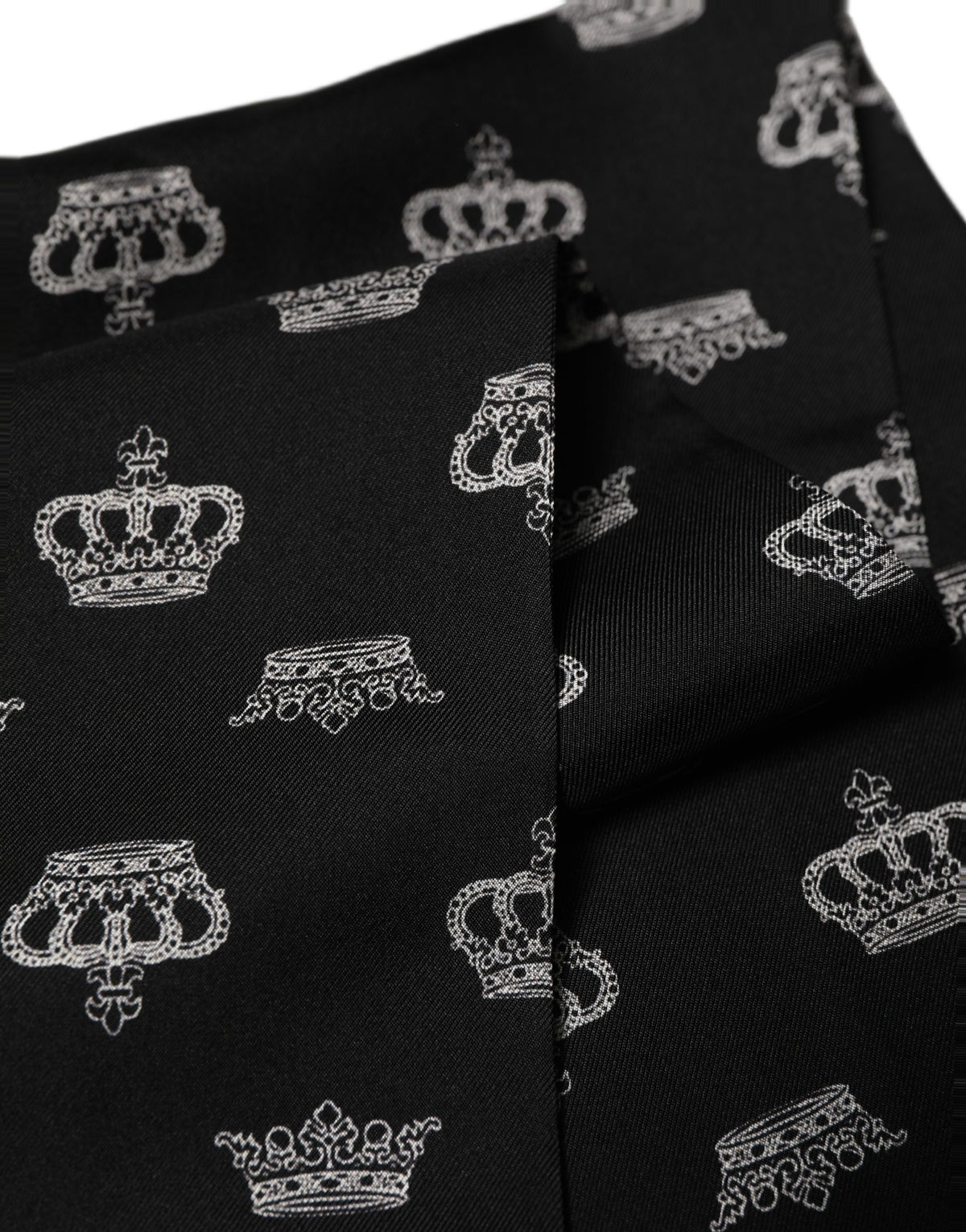 Dolce & Gabbana Dolce & Gabbana Black Silk Crown Fringed Neck Shawl Men's Scarf