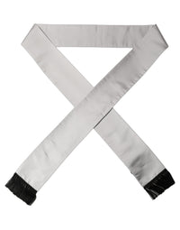Dolce & Gabbana Dolce & Gabbana Light Gray Satin Silk Fringed Lace Stole Men's Scarf