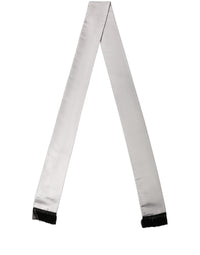 Dolce & Gabbana Dolce & Gabbana Light Gray Satin Silk Fringed Lace Stole Men's Scarf