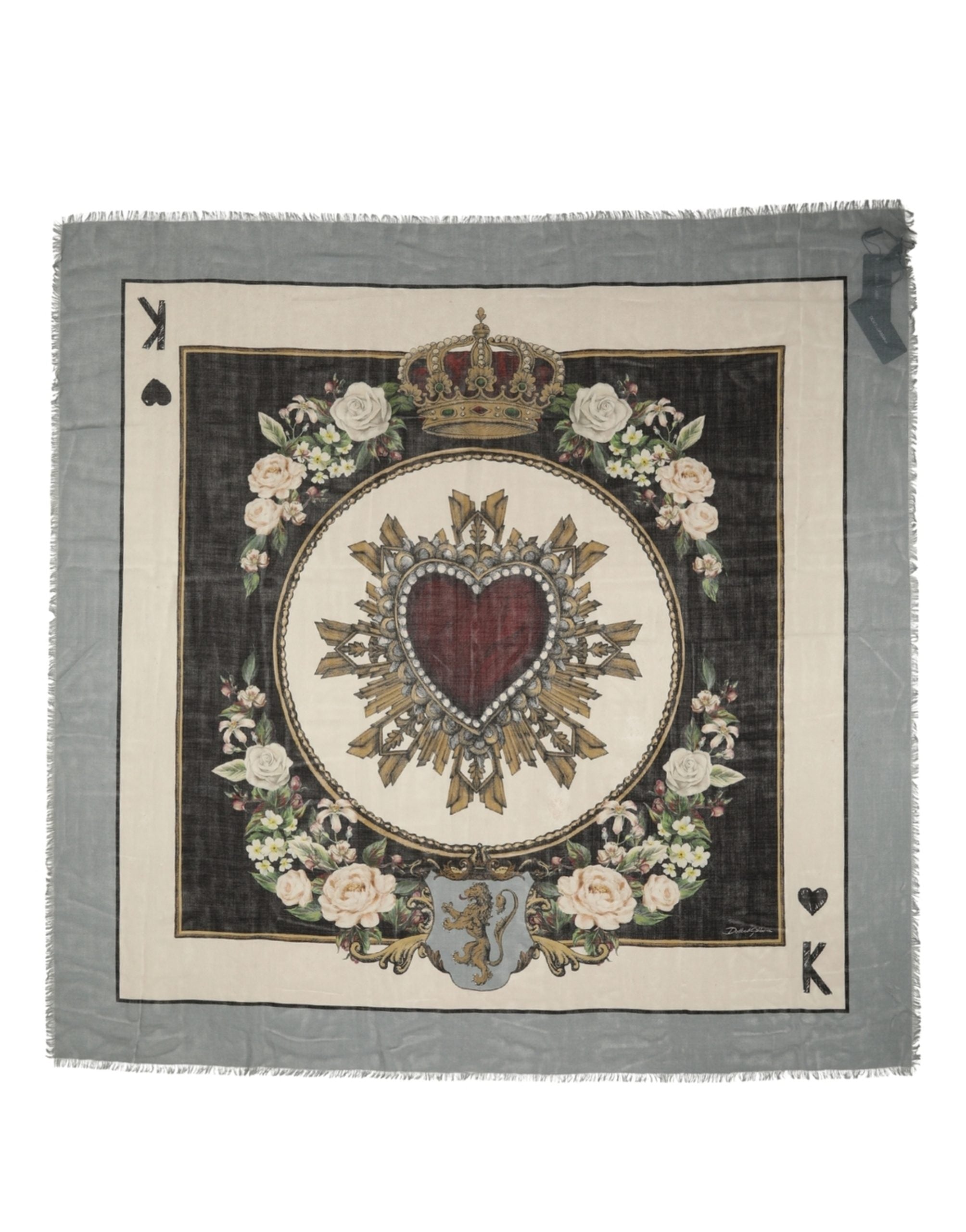 Dolce & Gabbana Dolce & Gabbana Men Multicolor King of Hearts Square Foulard Men's Scarf