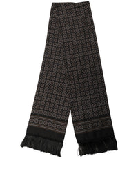 Dolce & Gabbana Dolce & Gabbana Black Silk Geometric Fringed Neck Shawl Men's Scarf