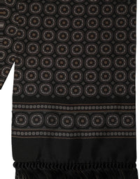 Dolce & Gabbana Dolce & Gabbana Black Silk Geometric Fringed Neck Shawl Men's Scarf